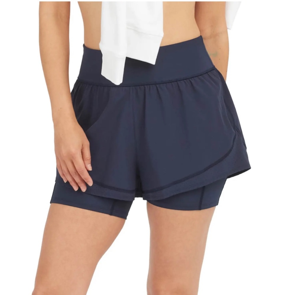 SPANX | Get Moving Double Layer Short | Navy Haze | Size Large | EUC